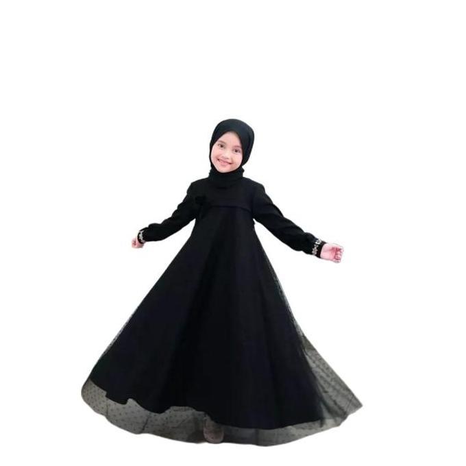 Gamis putih Brukat Anak Model Terbaru 2024 Misha Dress Pesta Anak Perempuan Lucu Baju Gamis Anak Usi