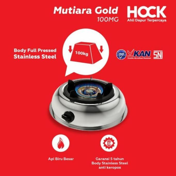 Hock Kompor Gas 1 Tungku Mutiara Gold - Body Stainless