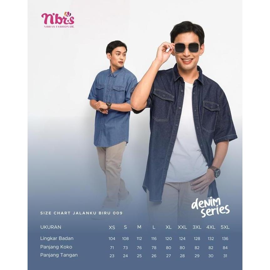 KEMEJA KOKO DENIM SERIES NIBRAS JALANKU BIRU 009