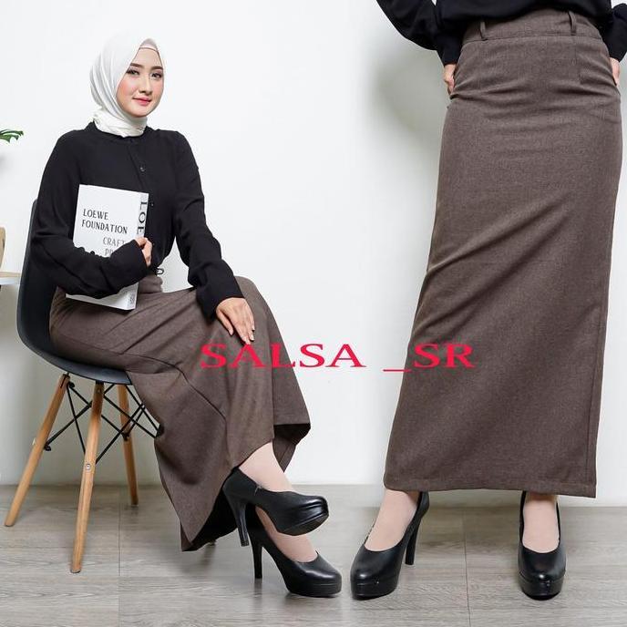 ROK SPAN REMPEL PANJANG / ROK SPAN PANJANG / ROK PANJANG POLOS Hitam Wanita Muslim