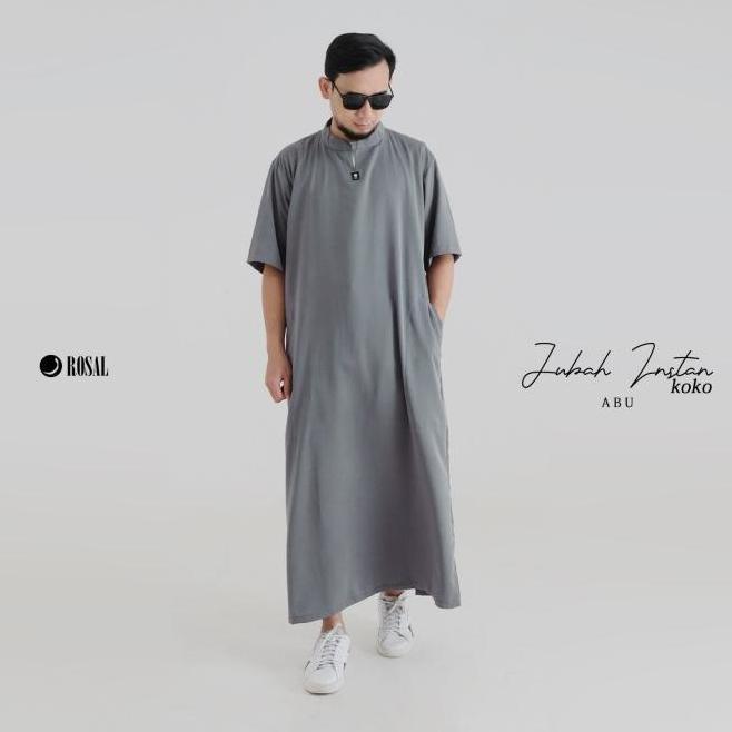 Jubah Gamis Pria Krah Koko Rosal Gamis Instan Jubah Jumbo Ikhwan Putih