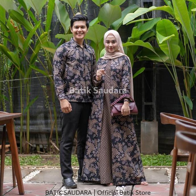 Termurah / Hot Sale Batik Saudara Couple Batik Gamis Bolero Kemeja Panjang Motif Daun Jati Baju Pasa