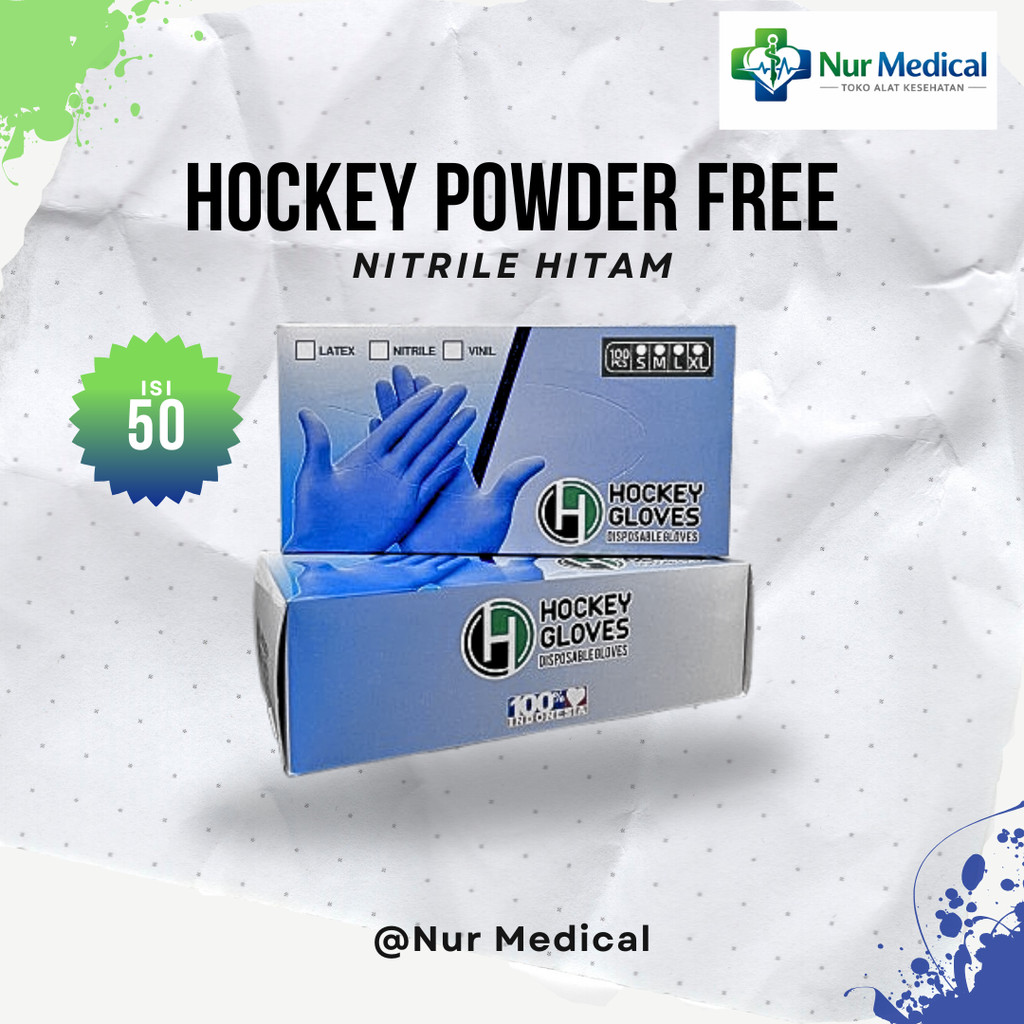 Sarung Tangan Nitril Hitam Hockey Gloves Free powder 50 Pcs
