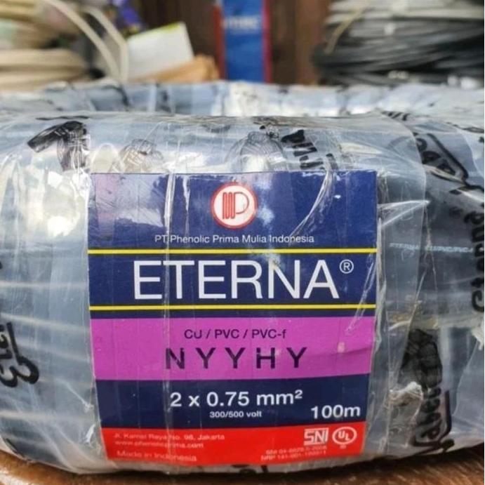 Promo Eterna Kabel Listrik Hitam Kawat NYYHY 2 X 0.75 MM ( 100 Meter ) NYYHY 2x0.75 mm2 Diskon