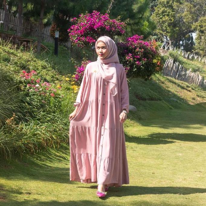 SyifaZakia- Shafiya Maxi Dress Bahan Rayon Twill Premium Kancing Gamis