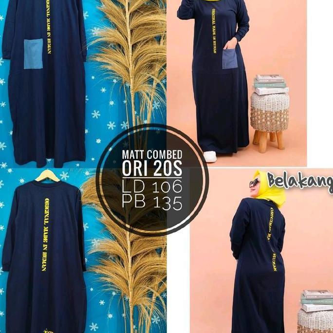 Gamis kaos combad20s model zolaku  terbaru ada saku didepannya