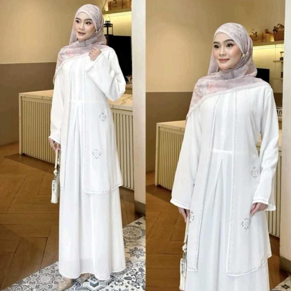 TERBARU Gamis Abaya Sultan Model Mewah Lebaran 2026 Ceruty Premium Motif Swarovski Remaja Santri Dew