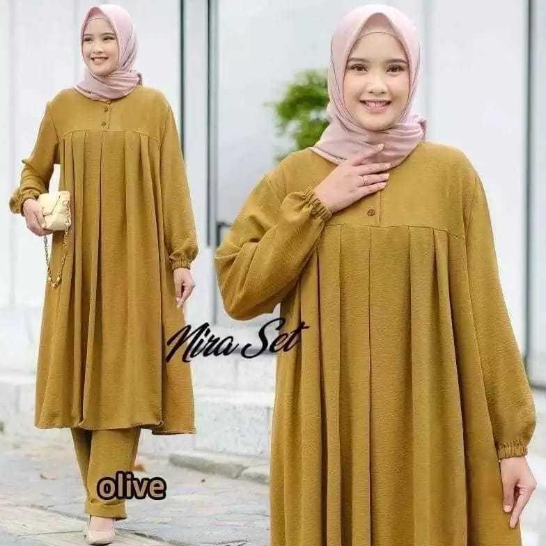 TERBARU SETELAN NIRA SETCEL LONG TUNIK / SETELAN WANITA MODERN KEKINIAN TERBARU/ SETCEL PEREMPUAN DE
