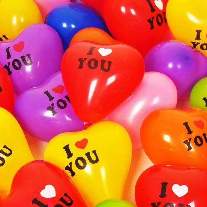 WEZANCOLLECTION81 - [100 PCS] BALON LATEX LOVE 12 INCH / BALON HATI TULISAN I LOVE YOU / BALON HEART