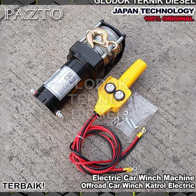 Electric Car Towing Wire Rope Winch Hoist 3000 Lbs x 15 | 10 | 6 Meter 12 Volt 1 phase Tali Derek Mo