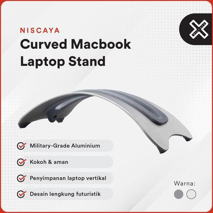 Niscaya Curved Macbook Stand Bracket Dock Aluminium Berkualitas Desain Elegan untuk MacBook Air & Pr