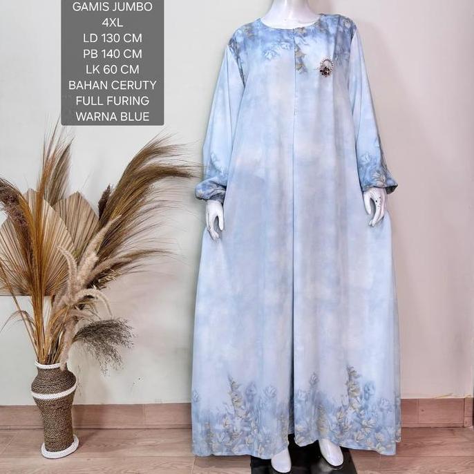 Gamis Jumbo Ld 130 Cm Bahan Ceruty Model Kekinian