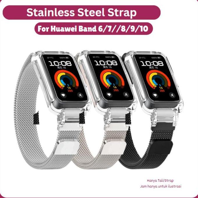 Stainless Strap and Case For Huawei Band 6  Huawei Band 7  Huawei Band  8  Huawei Band  9  Huawei Ba