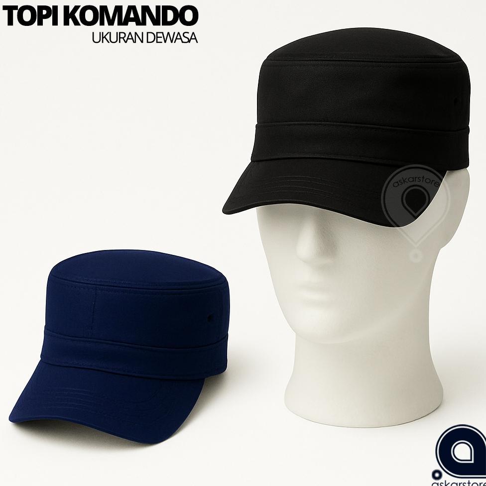 FREE ONGKIR TOPI KOMANDO POLOS DEWASA | TOPI ARMY PRIA MODEL TENTARA KASUAL HITAM NAVY SIMPEL KEKINI