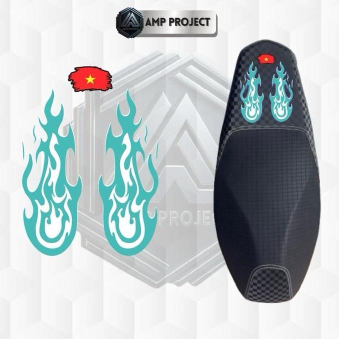 Kulit jok ,sarung jok  Api V2 motif  api vietnam bahan v3 mix CATUR 3Dcopy mbtech semua jenis motor 