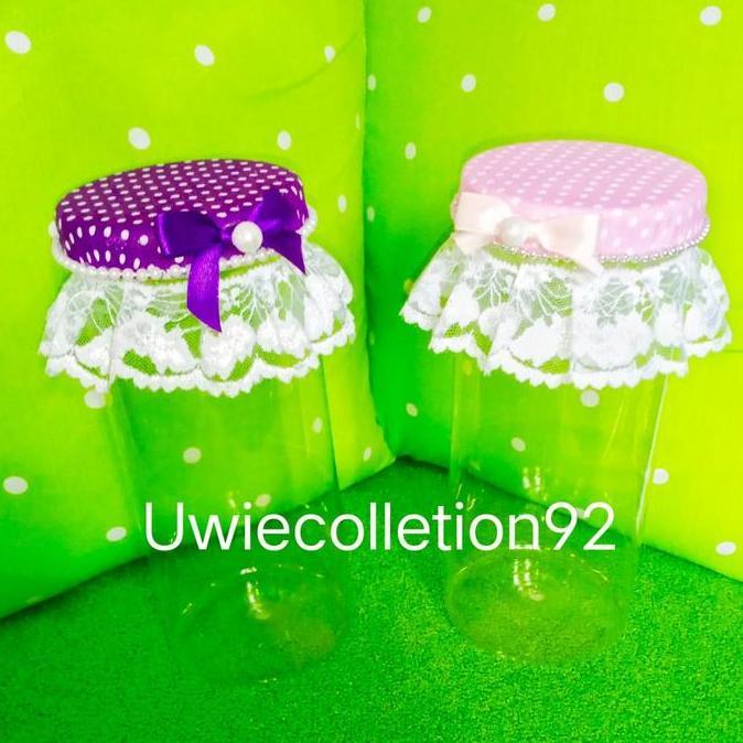 Orgnzr- Toples Hias Cantik Pita Polos Plastik Merah Penyimpanan 350Ml 500Ml 1300Ml Diameter 9Cm Ting