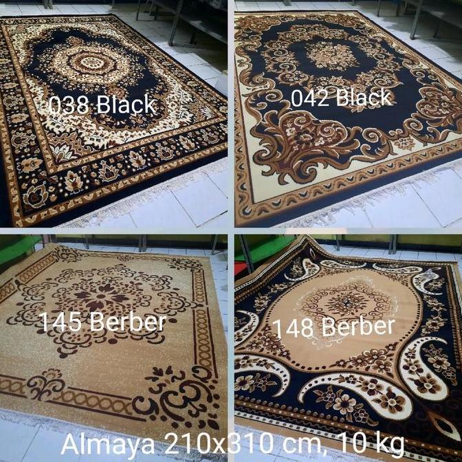 Karpet Permadani Besar Jumbo Klasik Coklat Cream Hitam Abu-Abu Shafira Almaya 210X310 Cm