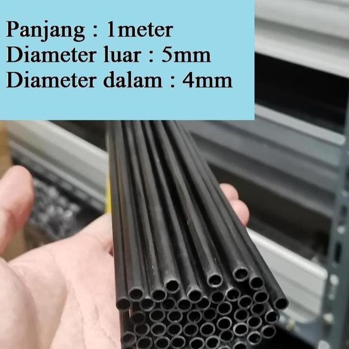 Lansungkirim- 1Meter Pipa Karbon Carbon Tube 5X4Mm Od 5Mm Id 4Mm 5X4 Mm Diameter 5Mm