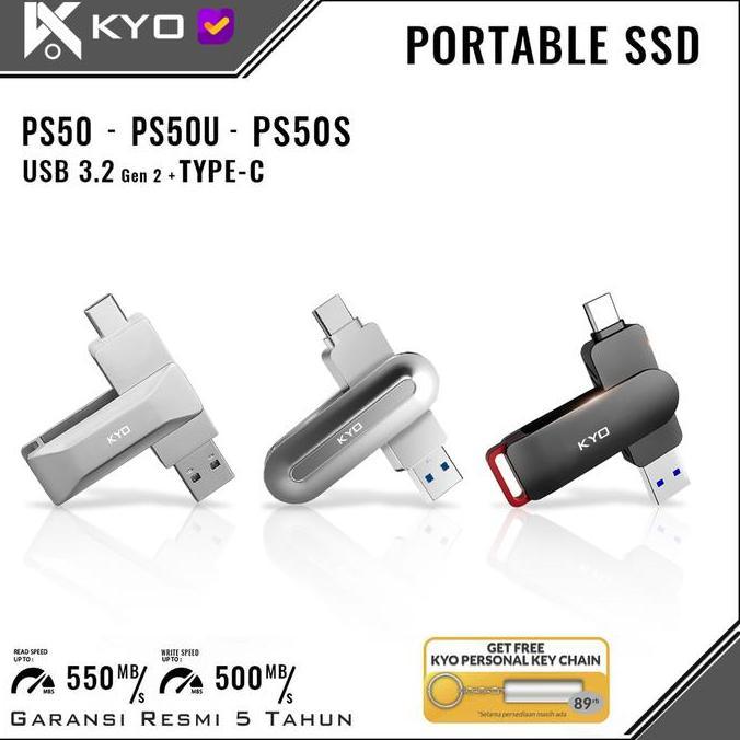Mainajaa- Kyo Ps50 / Ps50U / Ps50S 128Gb Portable Ssd Usb 3.2 Type C External Ssd Eksternal Ussd