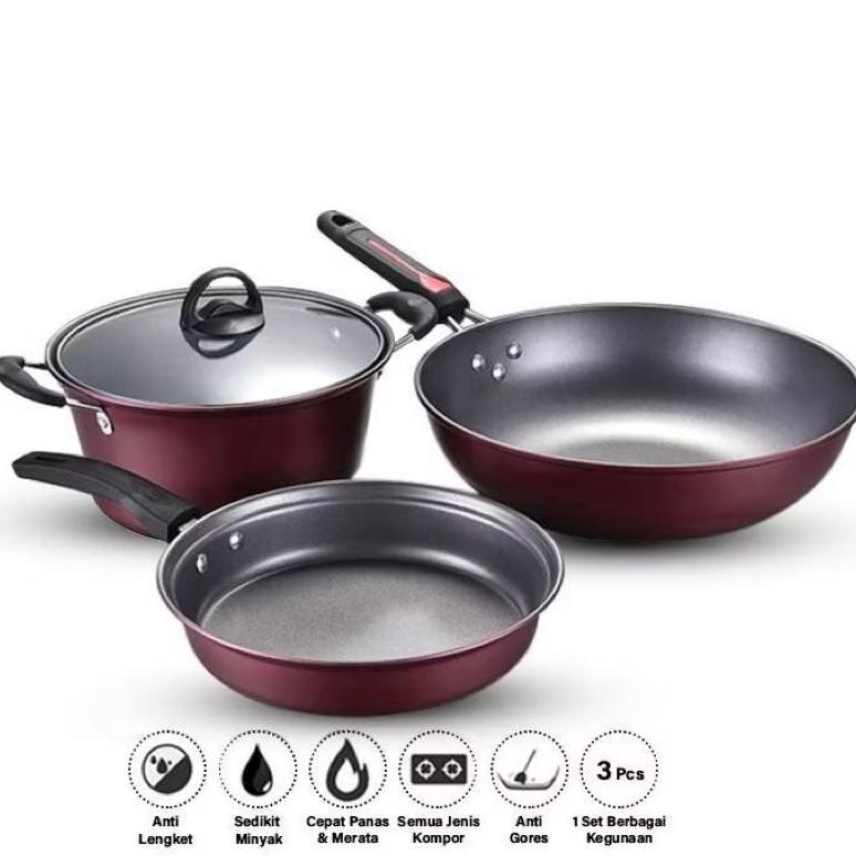 DISKON COOKWARE SET QME / PANCI SET TEFLON WAJAN SERBAGUNA