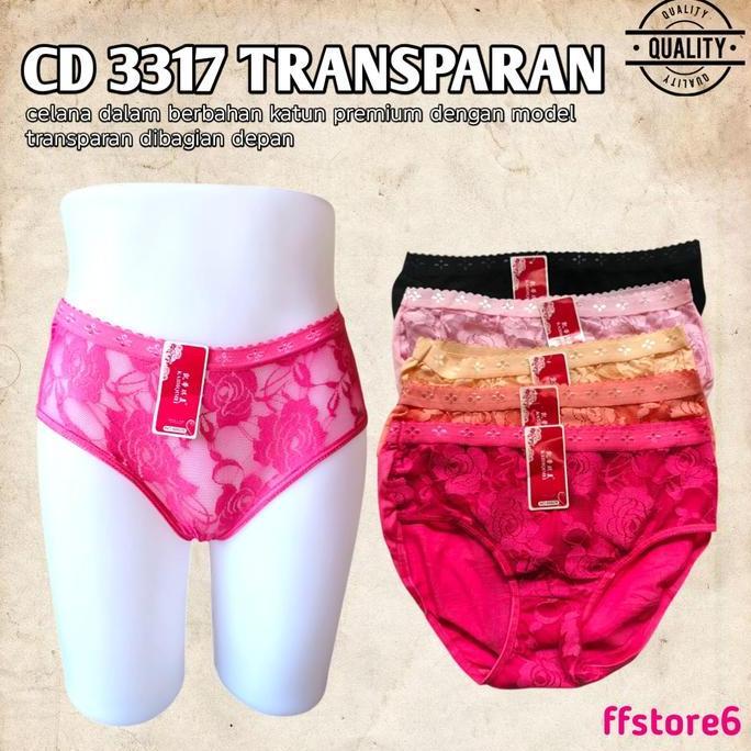 12PCS CD WANITA RENDA FULL KATUN  TRANSPARAN - DALAMAN WANITA KEKINIAN 2023