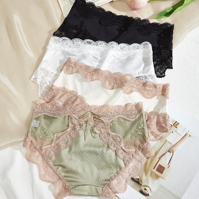 CD2125 Celana Dalam CD Transparan Wanita L Fashion Flower Knickers Renda Brukat Tipis