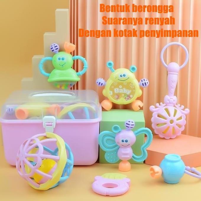 7pcs Kotak Bayi Teether Mainan/ Mainan Kerincingan Bayi/ Mainan Teether Bayi/Teething Kit Mainan/ Ma
