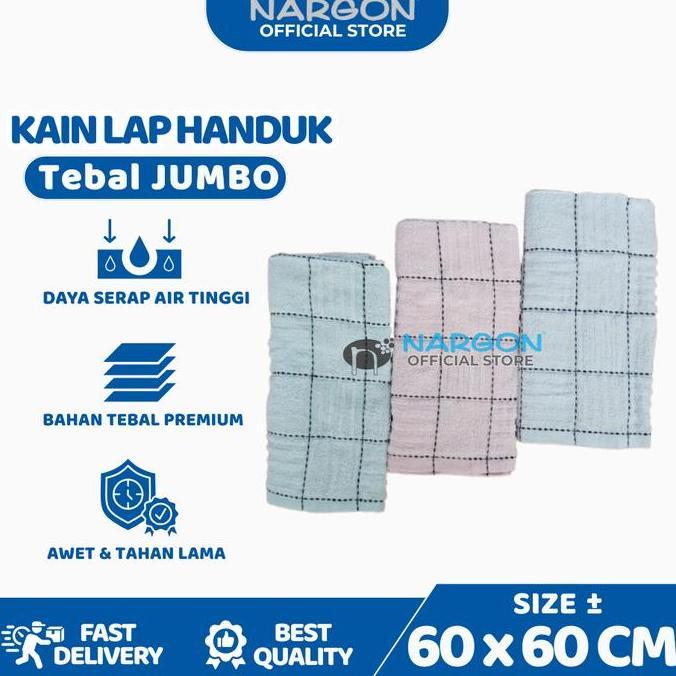 Promo Serbet Dapur 1 Lusin Tebal Jumbo Kain Lap Serbaguna Lap Handuk Lap Piring Nargon Uk 60 X 60 Cm