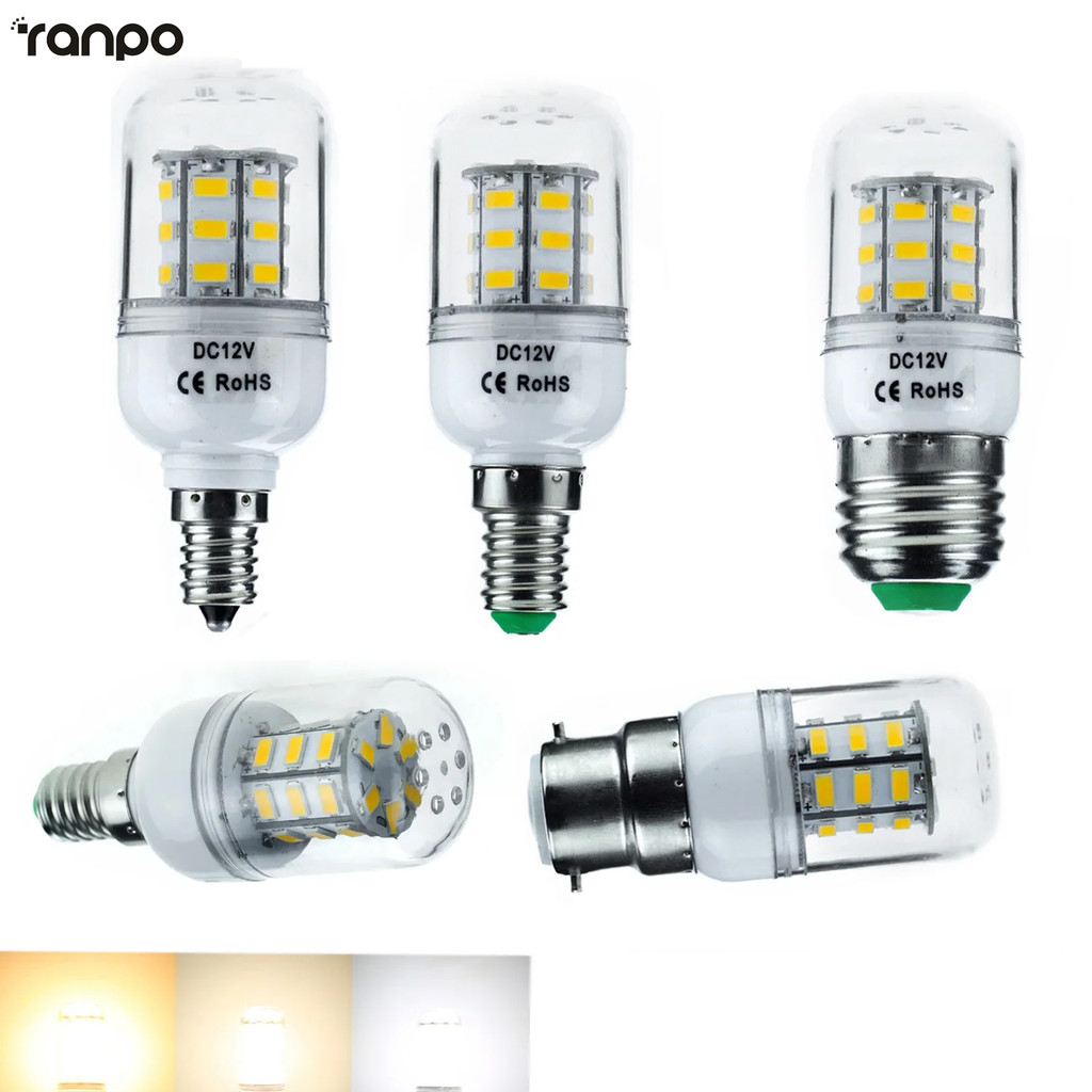 Bohlam Jagung LED Super Terang yang Dapat Diredupkan dc12v E27 E14 E12 B22 7W Lampu Putih DC12V Untu
