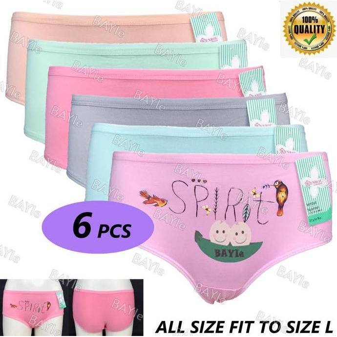 BAYIe - 6 PCS Celana Dalam/ CD Wanita Remaja WEN ROU SPIRIT / CD Perempuan Multi Colour ALL SIZE FIT