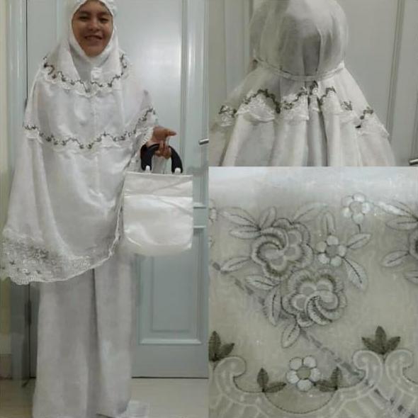 Mukena Renda Putih Cantik Elegant mewah grosir