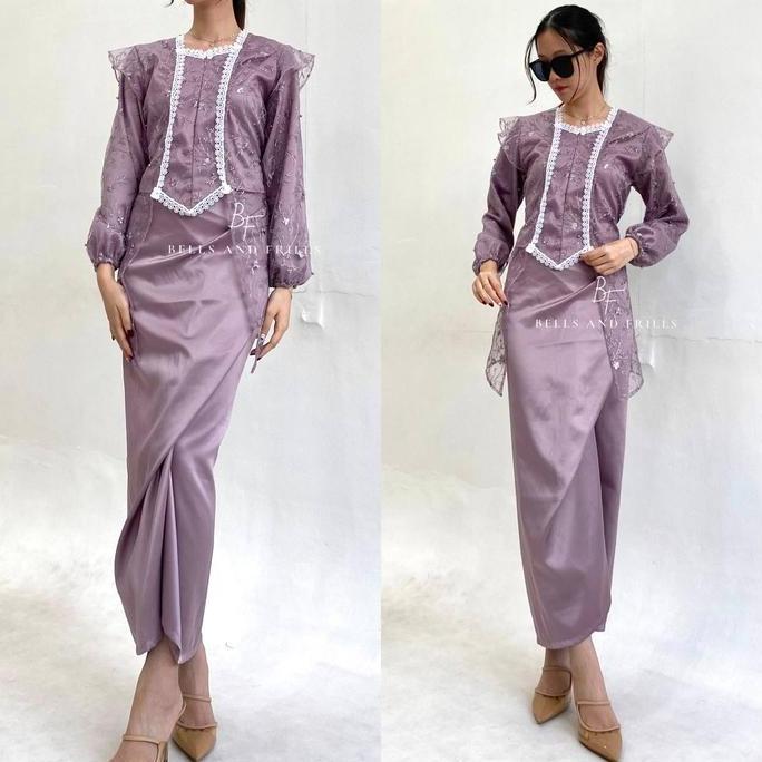 Ginfinik- Kamila Set Modern Brukat Kebaya Rok Lilit / Outer Lace Kebaya Set / Kutubaru Modern B4