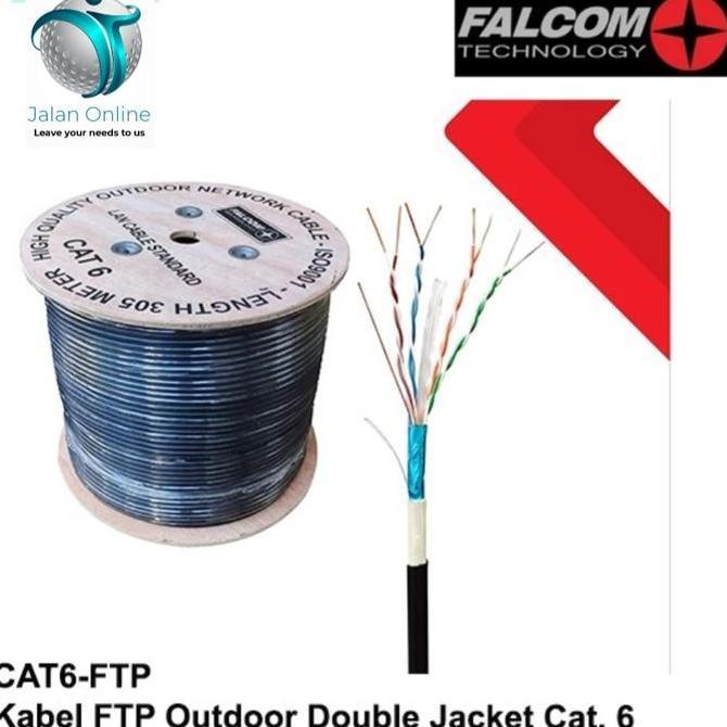 TERBARU - Falcom FTP Cat 6 Kabel Lan STP Cat6 Double Jacket Pelindung Outdoor