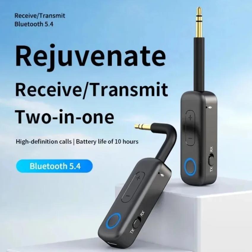VIKEFON 2-In-1 Car Aux Wireless Audio Adapter Bluetooth 5.4 Transmitter Receiver TV Car Bluetooth Au