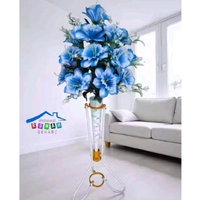 urbanstoreempat_ - bunga  plastik artificial gloria kembang sepatu 18 kuntum dengan pot standing bes