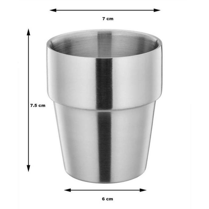 Foodcity- Gelas Stainless 2 Lapis 7 Cm Gelas Korea