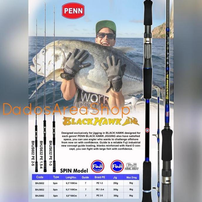 Joran PENN BLACK HAWK JIG BHJS Spinning Jigging Rod