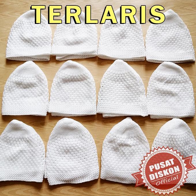 FLASH SALE OLEH OLEH UMROH HAJI PECI SONGKOK KOPIAH RAJUT POLOS PECI PUTIH PECI POLOS SONGKOK PUTIH 