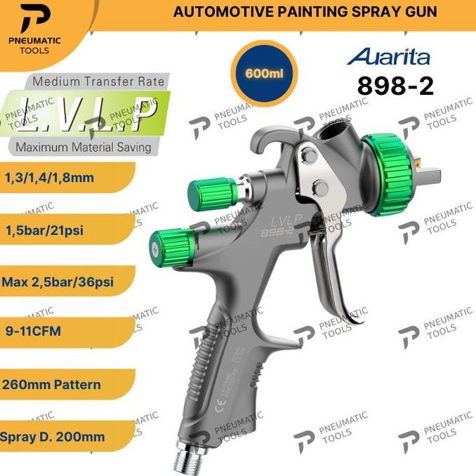 Otoco- Spray Gun Auarita 898-2 Lvlp - Automotive Painting Spray Gun - Gray