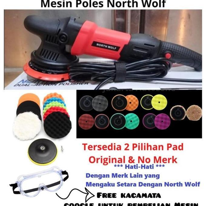 Grecamarna - Mesin Poles North Wolf Dual Action 15Mm Dual Action Polisher Mobil Car 3 Inch