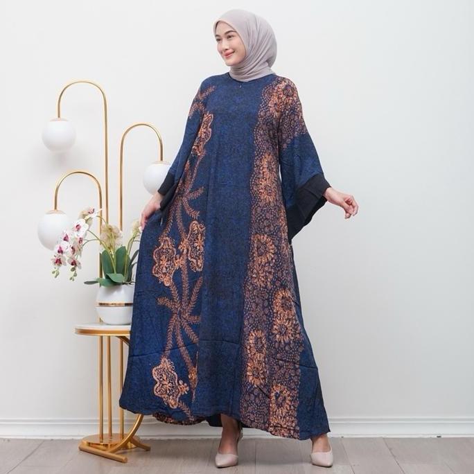 Shella Dress Rayon Premium Busui Lengan Panjang Homedress Motif Batik Cap Pekalongan Tebal Jumbo Ade