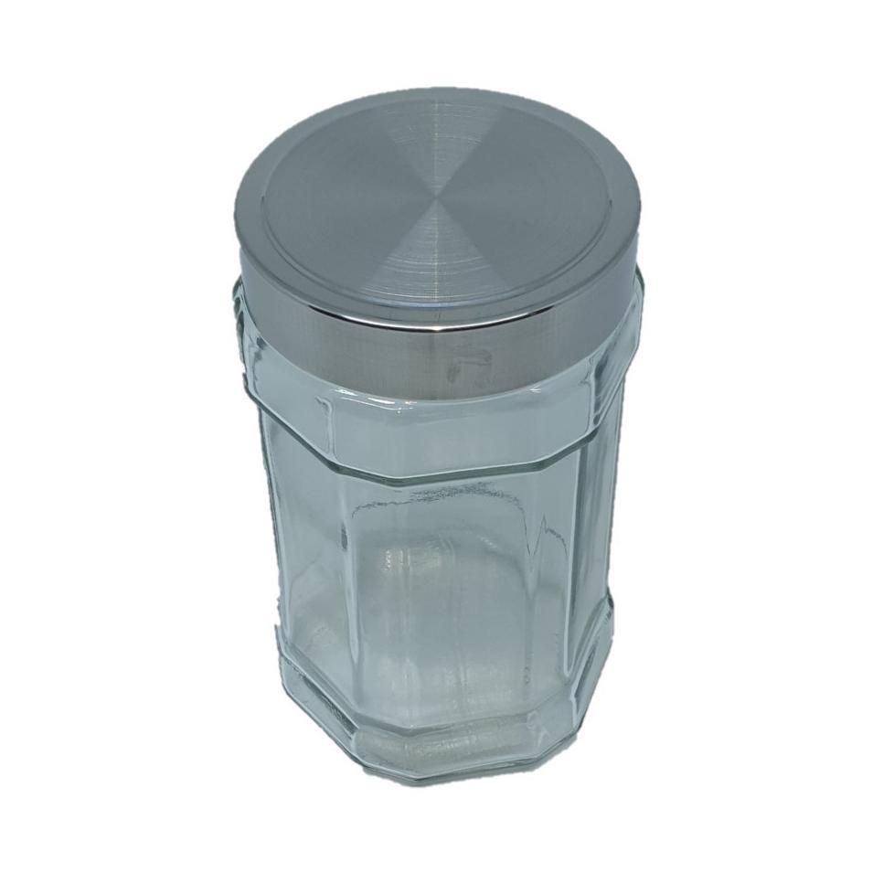 Toples Kaca Lebaran Hexagon Tutup Stainless 800 ml Toples Lebaran Kedaung Untuk Kue Kering Jajan Sem