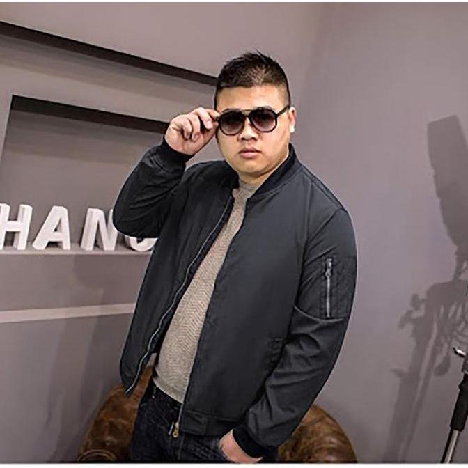 STYLE FASHION jaket bomber jumbo xL - 3xL jaket bomber pria bahan parasut mayer korean Abu Motor Nya