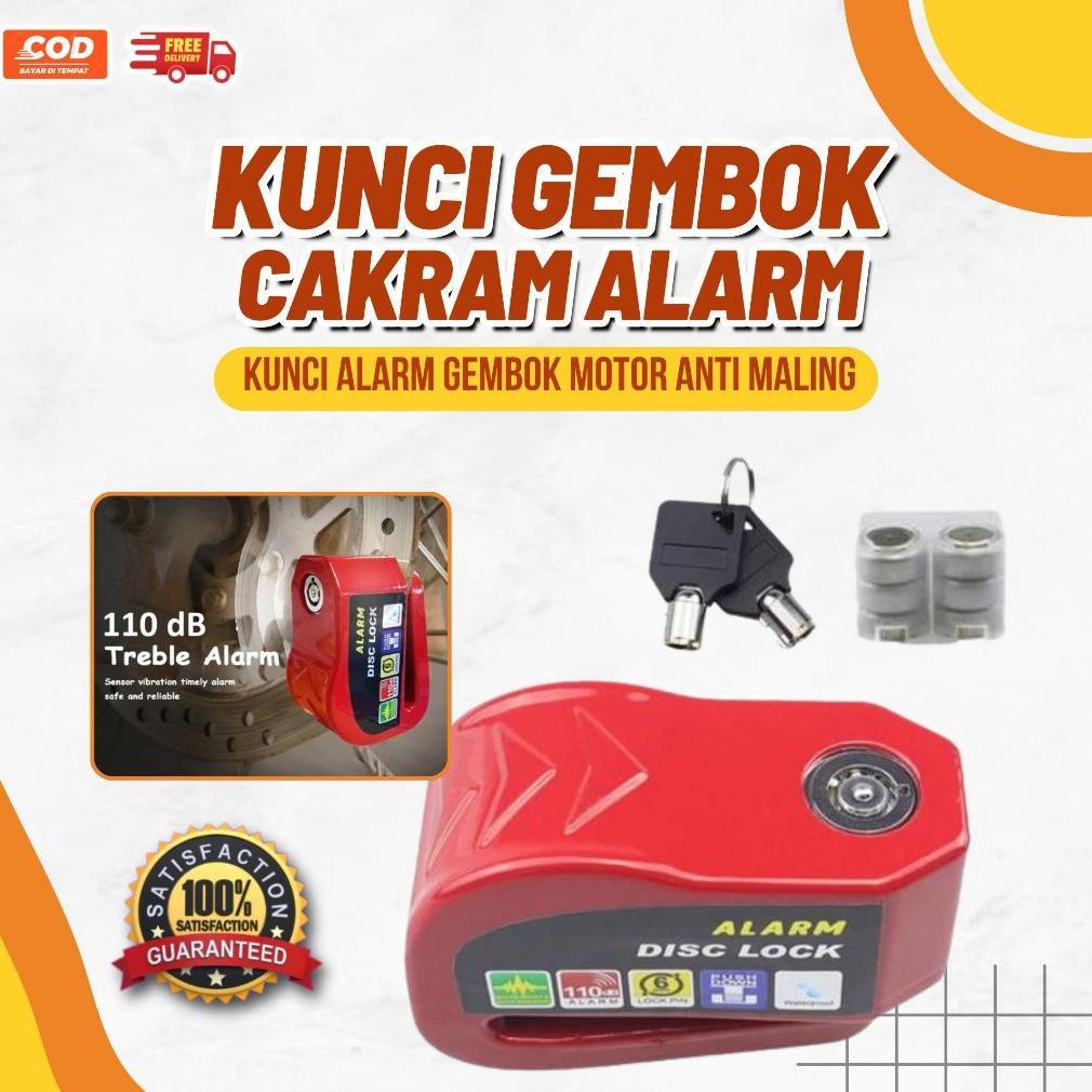 Gembok Cakram Alarm Anti Maling - Disc Lock Kunci Alarm Gembok Motor - Kunci Cakram Sepeda motor Coc