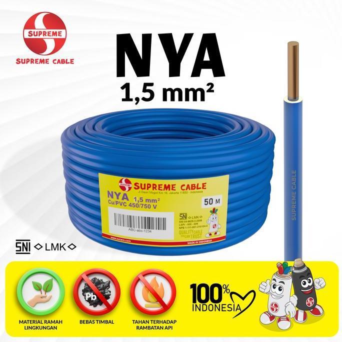 SUPREME CABLE - Kabel Listrik Tunggal Tembaga Murni - NYA 1.5 mm 50m