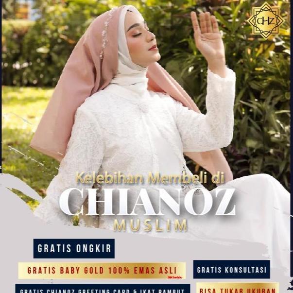 CHIANOZ Gamis Putih Mewah Paula Dress Motte Baju Lebaran Umroh Haji Manasik Pesta Akad 942 941