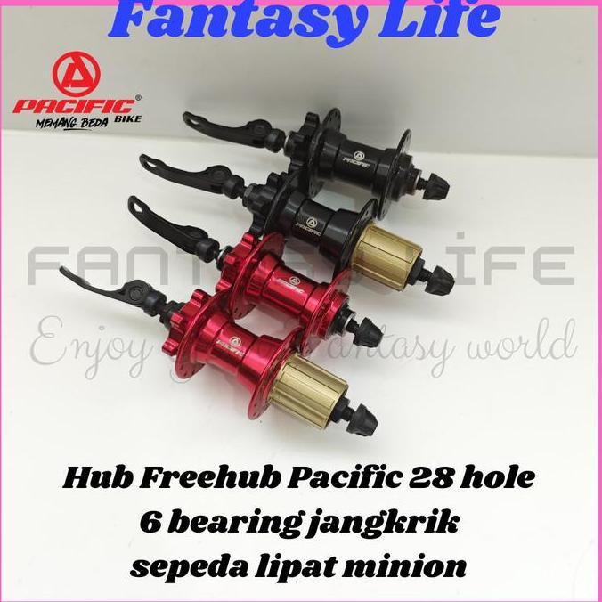 Fantasy Hub freehub PACIFIC model cassate 28 hole jangkrik depan 2 bearing belakang 4 bearing sepeda
