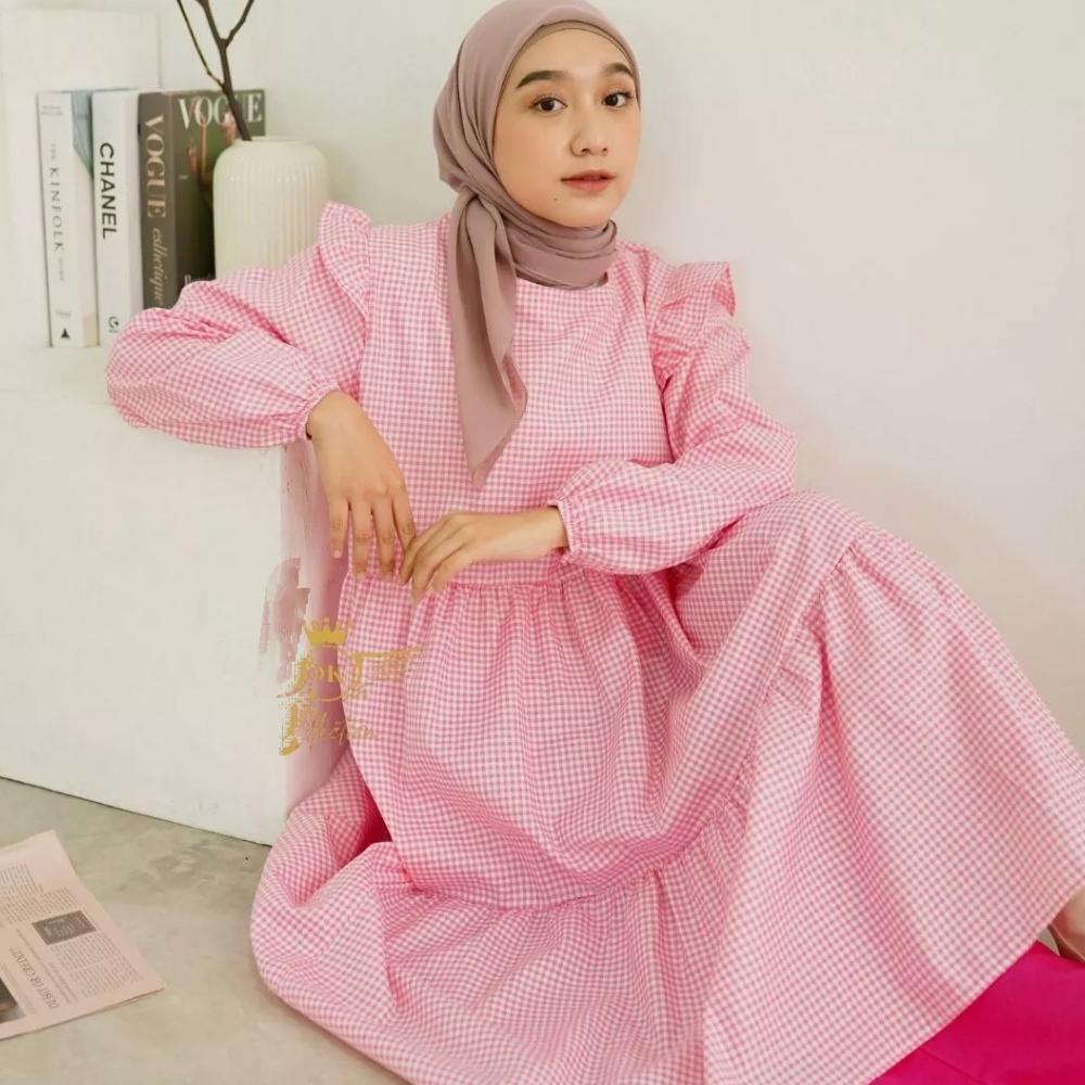 SELLER Elula Tunik Size S M L XL XXL 3XL JUMBO Tunik Kotak-kotak Model Serut Pakaian Wanita Paling
