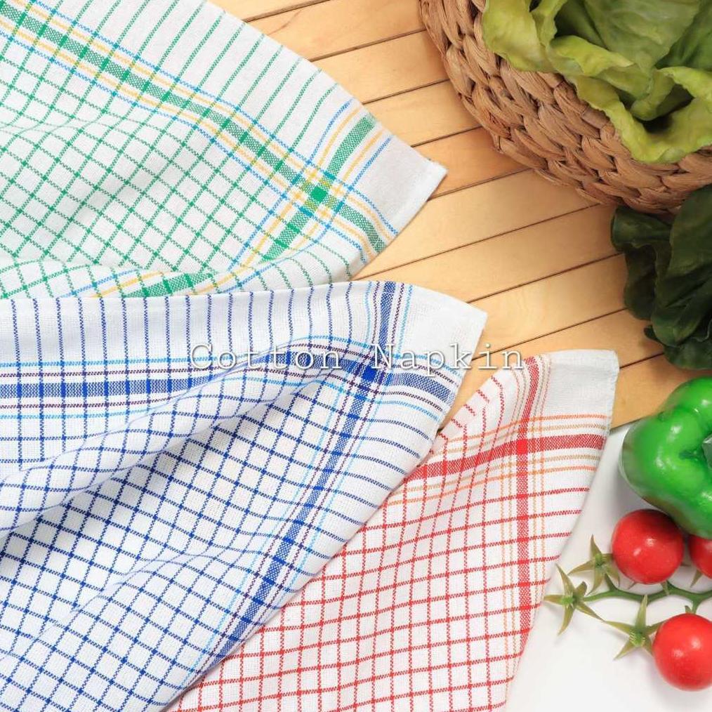ISI 12PCS Serbet Dapur JUMBO 72x74 cm Handuk Makan Full Katun untuk Hotel, Restoran & Rumah
