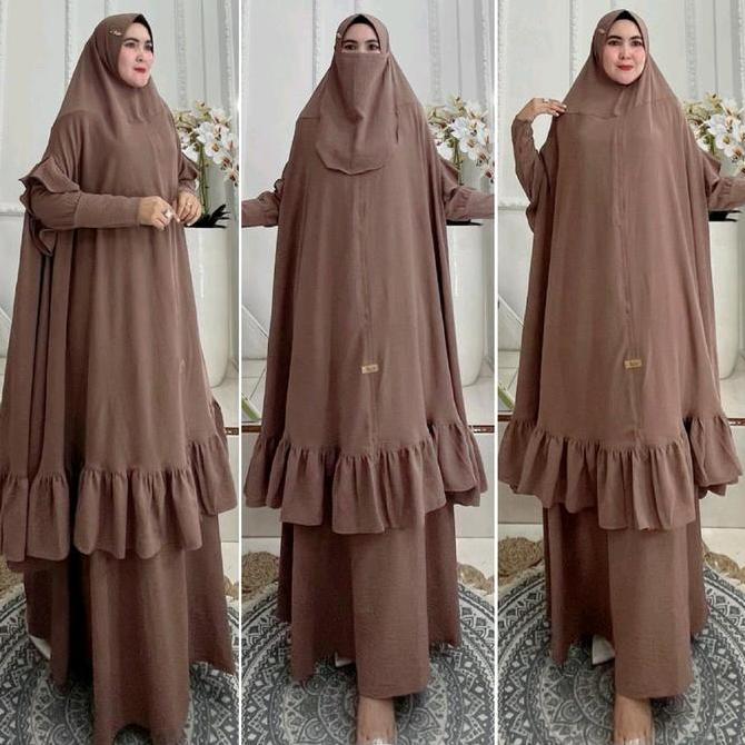 AJE ZAS - Gamis syar'i jumbo Bahan Crinkle Kode- AMONI Cantik Nyaman Airflow Muslim